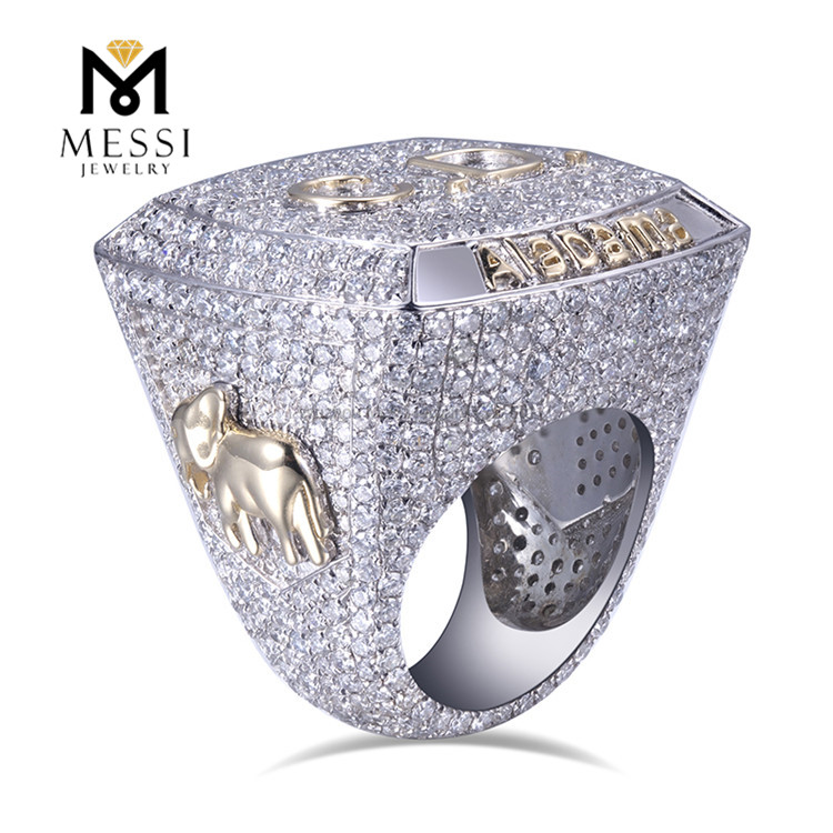 Los anillos CD Hiphop con diamantes de laboratorio de oro blanco de 18 quilates para hombres hacen una declaración de moda audaz