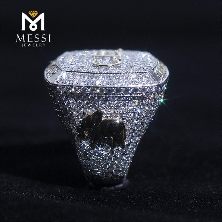 Los anillos CD Hiphop con diamantes de laboratorio de oro blanco de 18 quilates para hombres hacen una declaración de moda audaz
