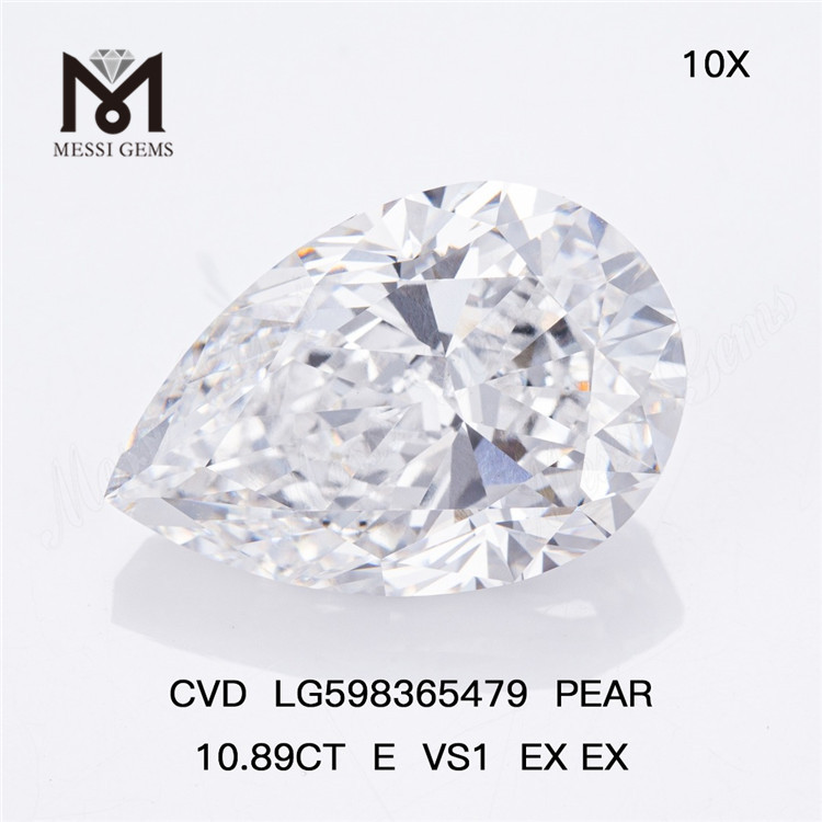 10.89CT E VS1 EX EX PEAR Diamantes creados por el hombre a granel CVD LG598365479 丨Messigems