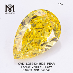 3.07CT VS1 VG VG PEAR Fancy Vivid Amarillo Cvd Diamante CVD LG574344523 