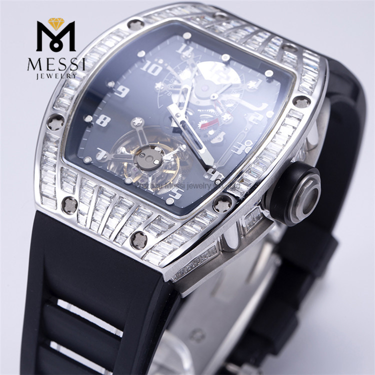 Los relojes de encargo al por mayor de los hombres helados hacia fuera el reloj para hombre de Moissanite de la moda de Moissanite