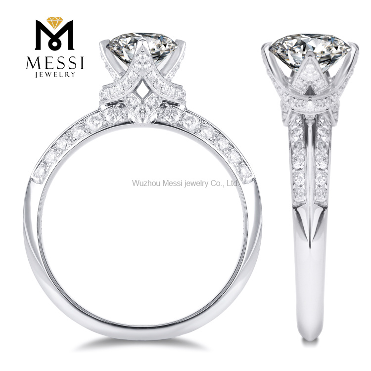 Anillo de diamantes de laboratorio de corte brillante redondo de 1 quilate Precio de anillo de diamantes IGI de oro de 14 quilates