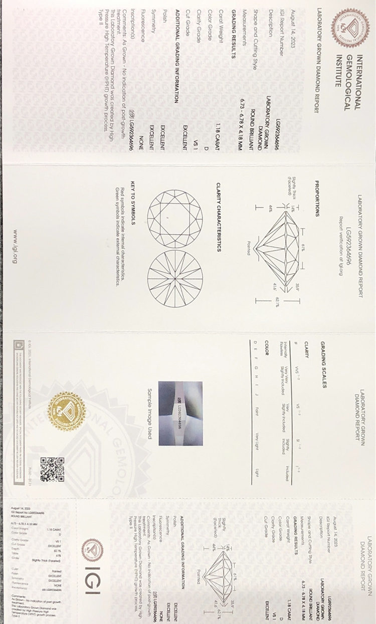 certificado de diamantes sueltos hpht