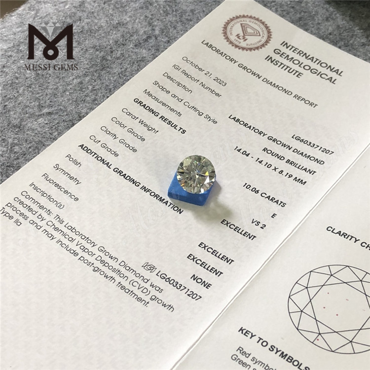 10.06CT E VS2 3EX Nuevos diamantes creados en laboratorio 丨Messigems CVD LG603371207