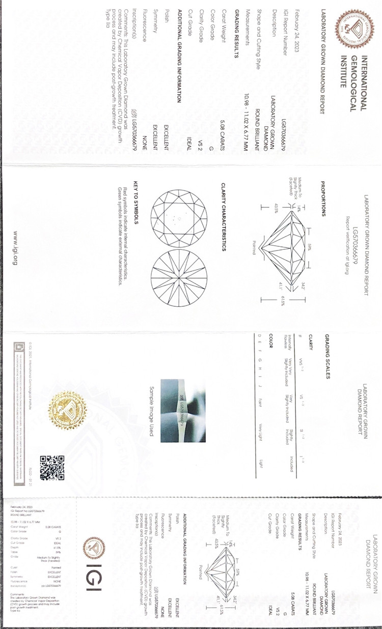 Diamantes de laboratorio 5CT IGI 
