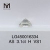 3.10ct AS CUT H VS1 diamante asscher cultivado en laboratorio