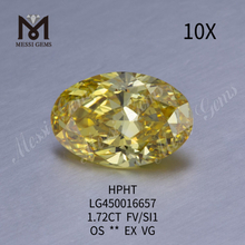 1.72ct FVY OVAL BRILLIANT corte SI1 diamante cultivado en laboratorio