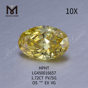 1.72ct FVY OVAL BRILLIANT talla SI1 diamante cultivado en laboratorio
