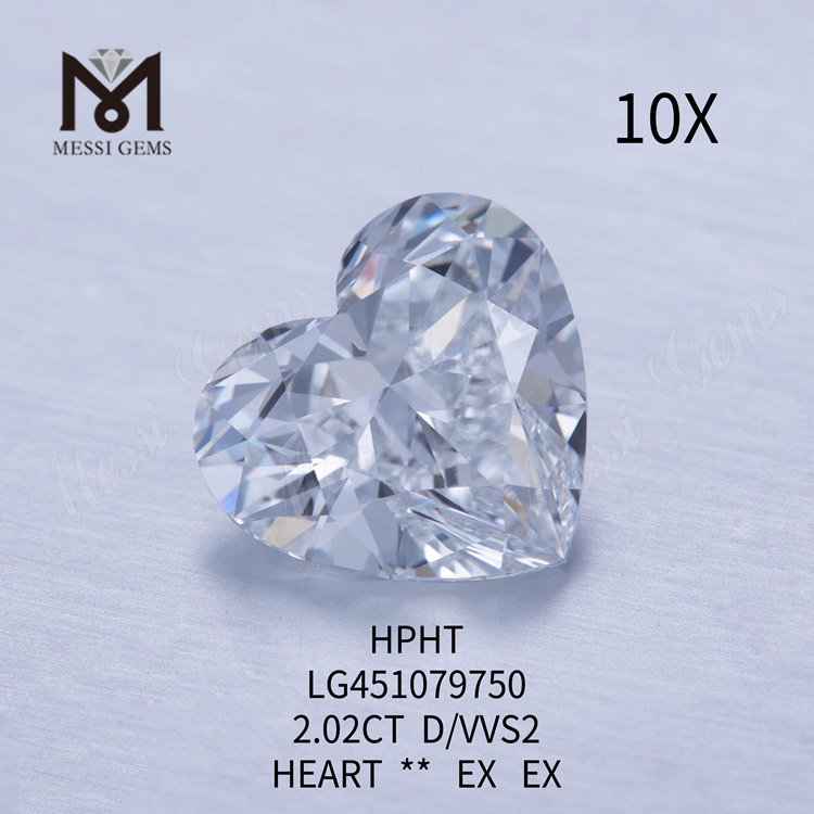 2,02 quilates D VVS2 CORAZÓN BRILLANTE HTHP diamantes de laboratorio