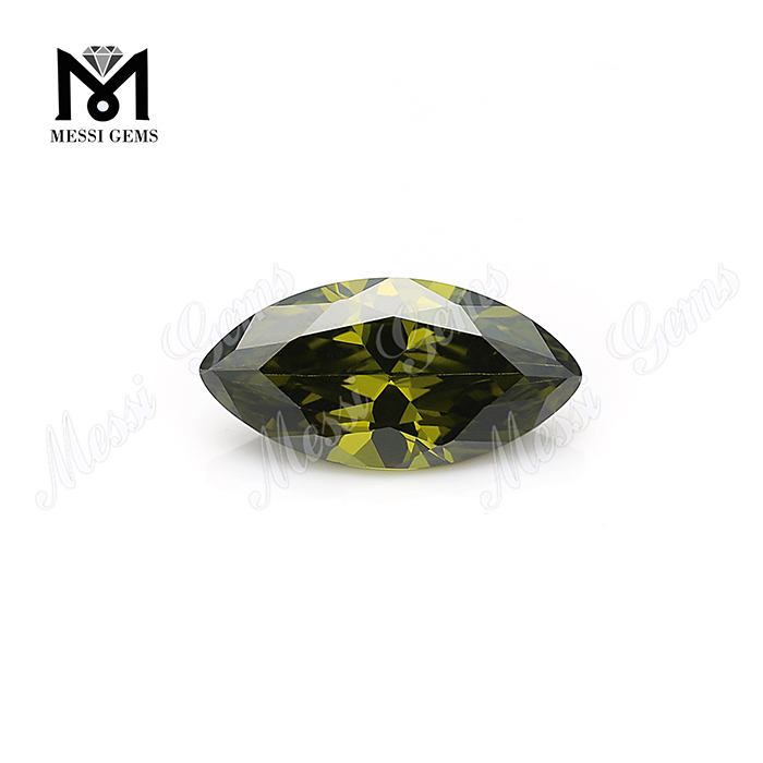 Piedra preciosa suelta Corte marquesa Juego de colores o fuego Circonita cúbica verde oliva