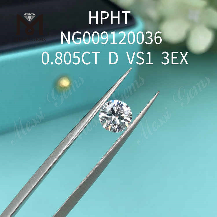 0.805 quilates D VS1 redondo suelto laboratorio creado diamante 3EX