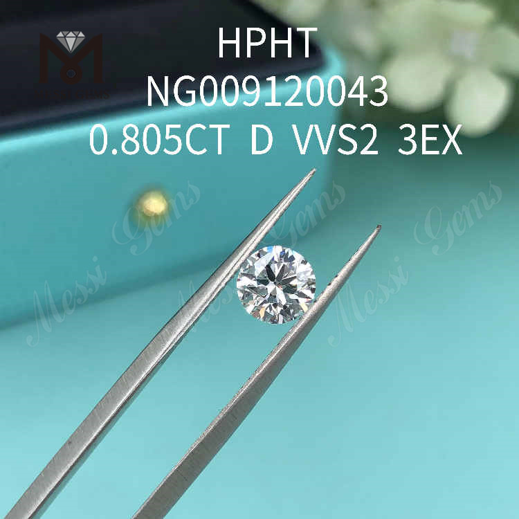 0.805CT Diamante redondo creado en laboratorio D VVS2 3EX diamantes sintéticos sueltos