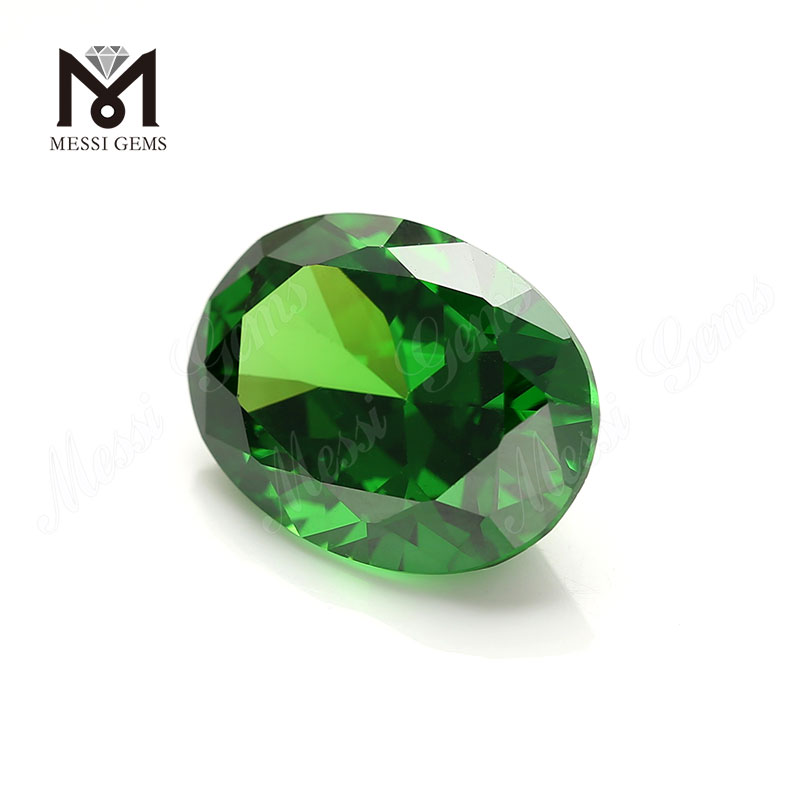 Piedras de zirconia cúbica cz verde esmeralda de forma ovalada al por mayor de 13x18mm
