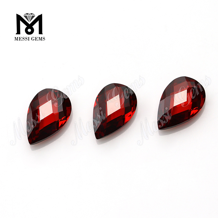 Piedra de zirconia cúbica granate pera doble briolette de 8x12 mm