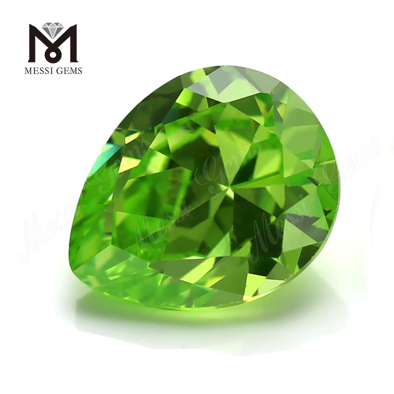 Precio de fábrica pera 10x12 mm Piedra preciosa de circonita cúbica verde manzana