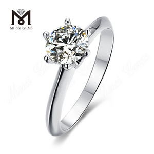 Messi Gems simple 1-3ct DEF moissanite 925 plata mujer uso diario anillo de plata