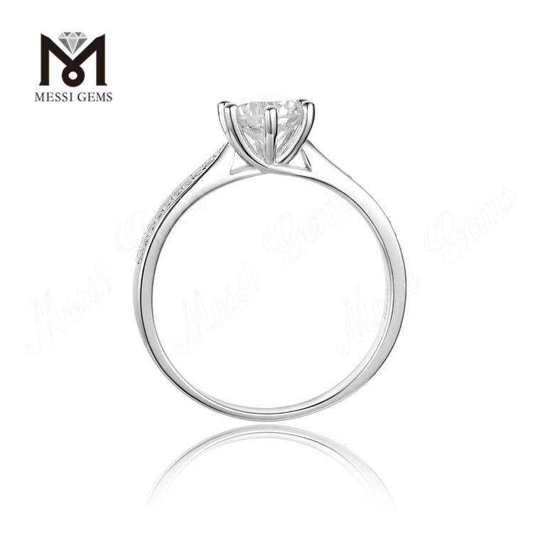 Messi Gems anillo de plata de ley 925 con diamante moissanite de 1,5 quilates para mujer