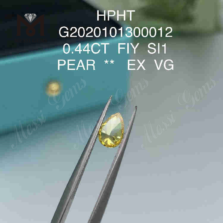0.44ct FVY SI1 EX Diamante amarillo sintético talla pera