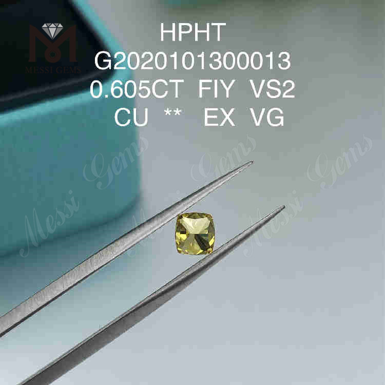 Diamante de laboratorio de talla cojín FIY EX de 0,605 ct VS2 VG