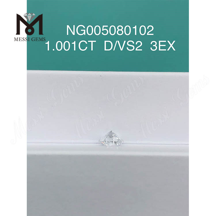 Piedra de diamante cultivado en laboratorio blanco D de 1,001 quilates talla VS2 EX 