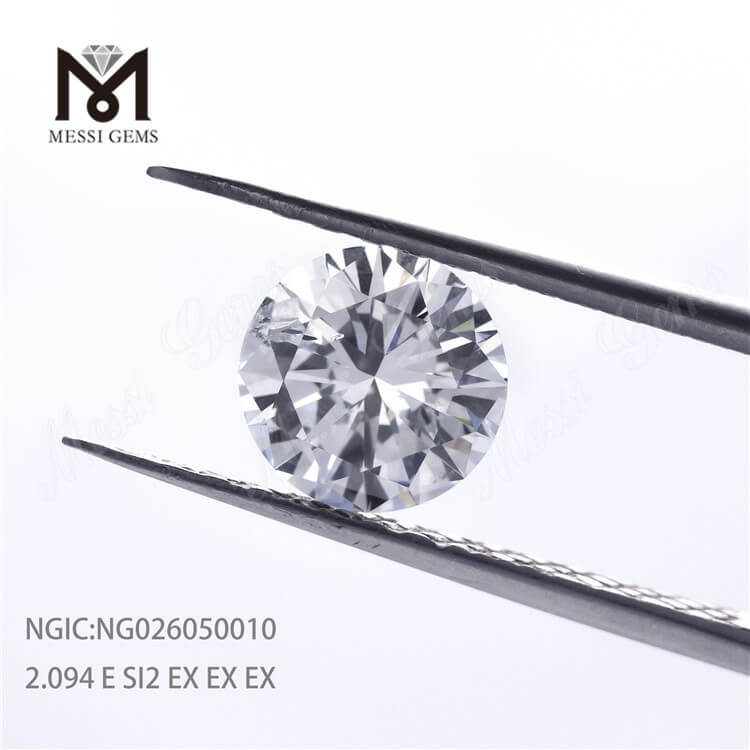 Certificado HPHT CVD NGIC de corte redondo de diamantes cultivados en laboratorio de 2.09ct E SI2