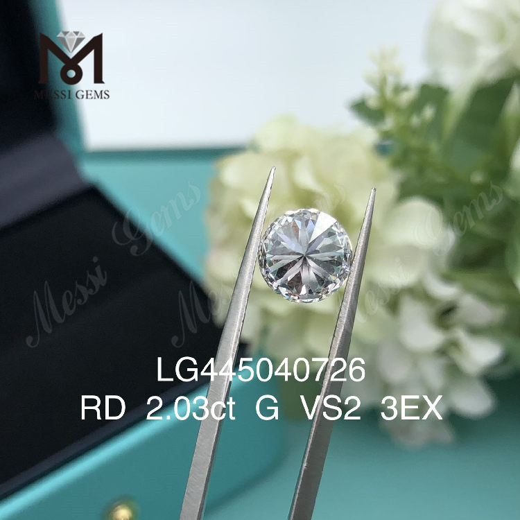 2,03 quilates G VS2 EX corte diamantes redondos cultivados en laboratorio