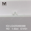 Diamante de laboratorio E/VS1 VG de 1,50 quilates Redondo de 1,5 quilates 