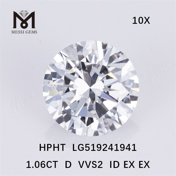 1.06ct VVS Diamantes sintéticos Ronnd Cut HPHT D color lab Diamond en stock