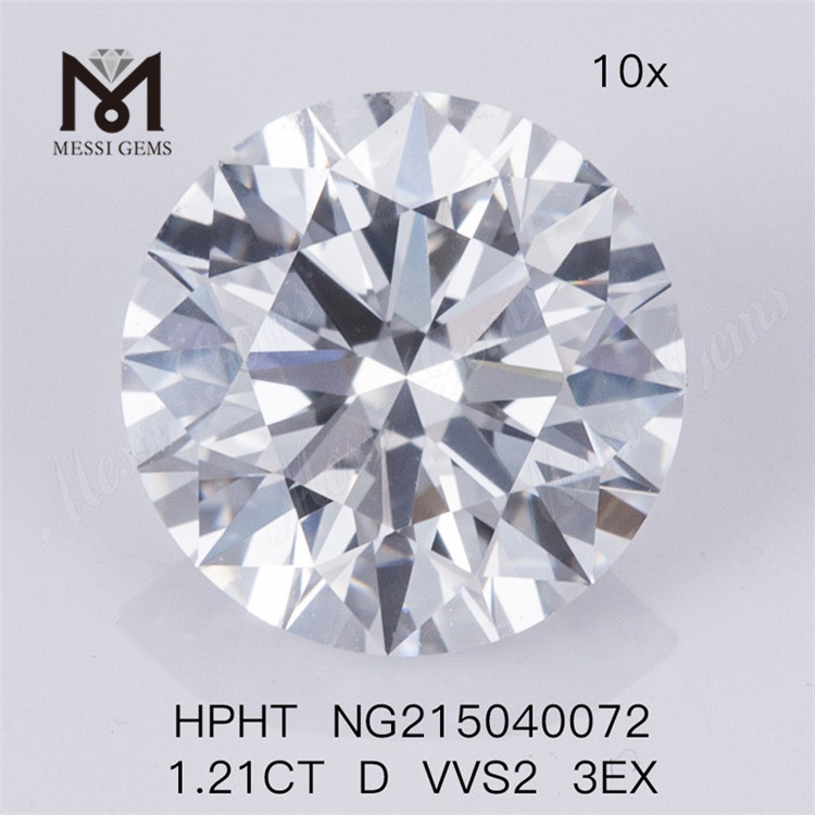 HPHT 1.21CT D VVS2 3EX diamante sintético corte redondo