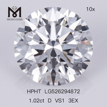 1.02ct HPHT Diamond D VS1 3EX precio de fábrica de diamantes sintéticos