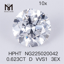 Diamante de laboratorio de forma redonda HPHT 0.623CT D VVS1 3EX Diamante hecho por el hombre