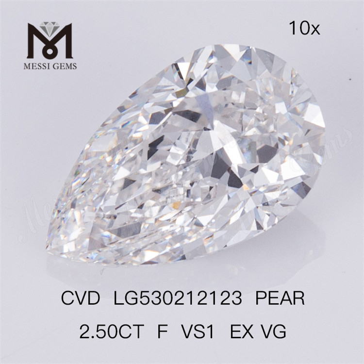Diamante cultivado en laboratorio de 2,5 quilates CVD F VS Pera Diamante cultivado en laboratorio de 2,5 quilates 