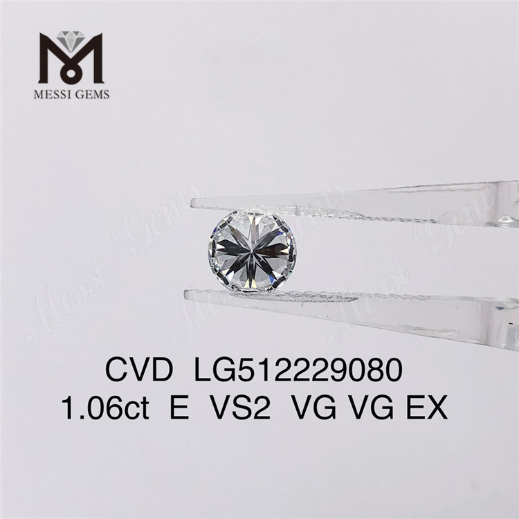Venta al por mayor de diamantes cvd E de 1,06 quilates frente al fabricante de diamantes cultivados en laboratorio redondo EX