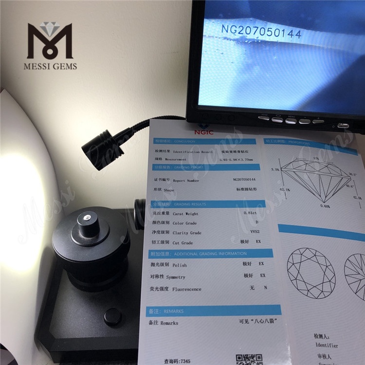0.81CT D VVS2 3EX Diamante de laboratorio HPHT Diamante hecho por el hombre