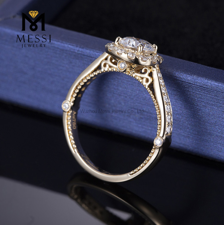 anillo de diamantes de oro rosa