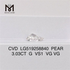 3.03CT G VS1 VG VG Diamante cultivado en laboratorio Diamante de laboratorio de pera CVD 