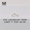 3CT F VVS1 EX VG CVD Diamante cultivado en laboratorio Diamante de laboratorio en forma de pera 
