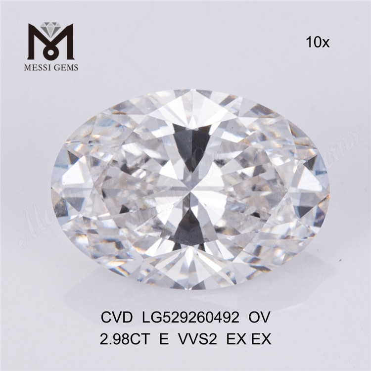 2.98ct E color cvd diamante ovalado vvs sueltos cultivados en laboratorio diamantes IGI