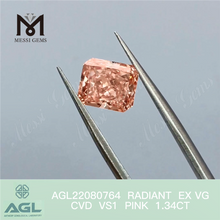 Diamante cvd de corte radiante de diamantes hechos por el hombre sueltos de color rosa elegante de 1,34 quilates a la venta