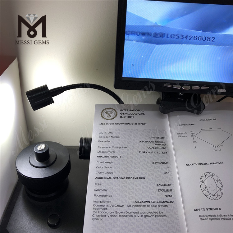 Diamante de laboratorio ovalado F de 1,89 ct VS1 ov diamantes blancos sueltos hechos por el hombre en oferta