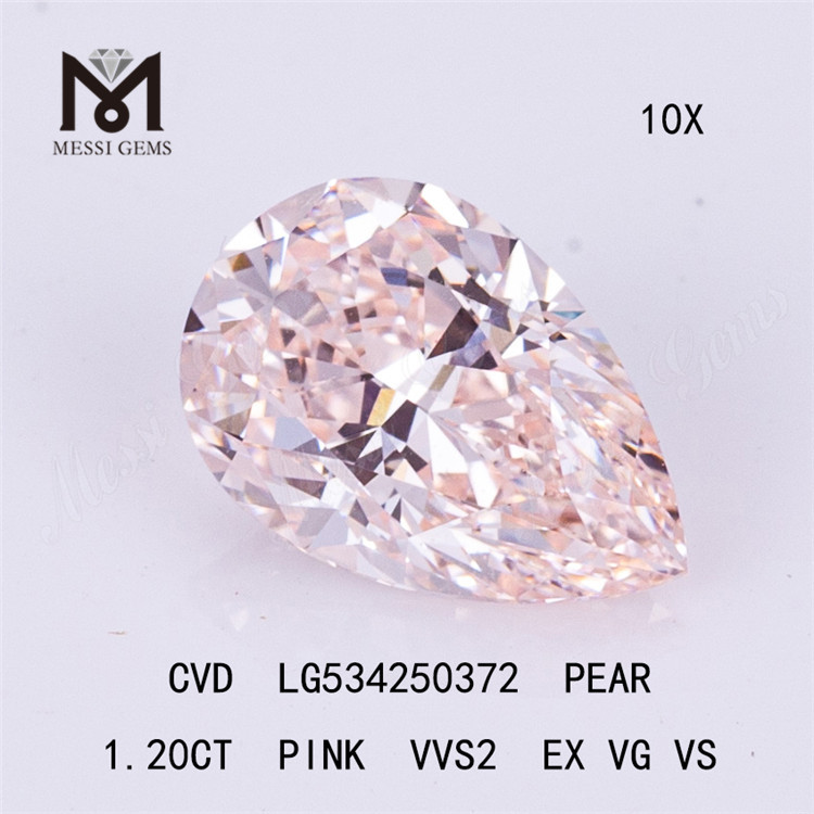 1.20ct PERA cvd laboratorio diamantes Color rosa Diamantes de laboratorio sueltos precio de fábrica