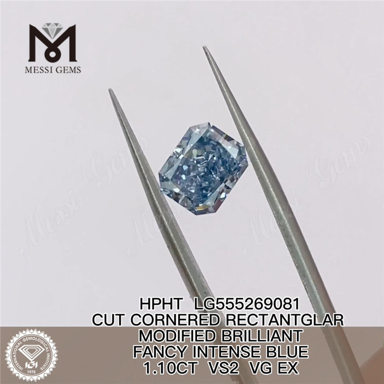 1.10CT HPHT RECTANTGLAR FANCY INTENSE BLUE VS2 VG EX diamante cultivado en laboratorio LG555269081