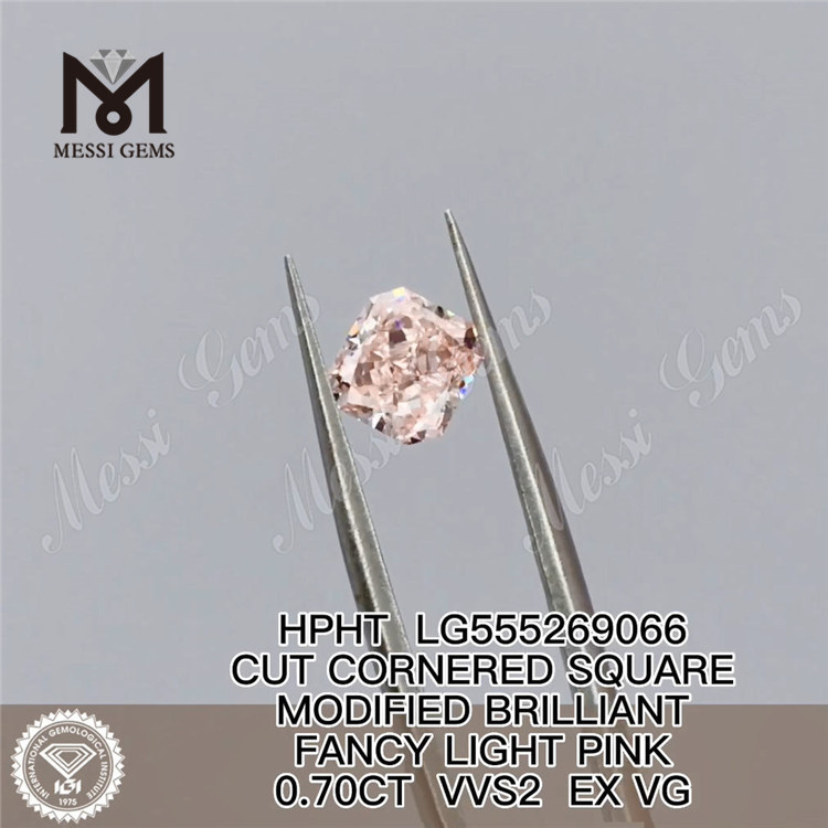 0.70CT HPHT CUADRADO FANCY LIGHT PINK VVS2 EX VG diamante cultivado en laboratorio LG555269066 