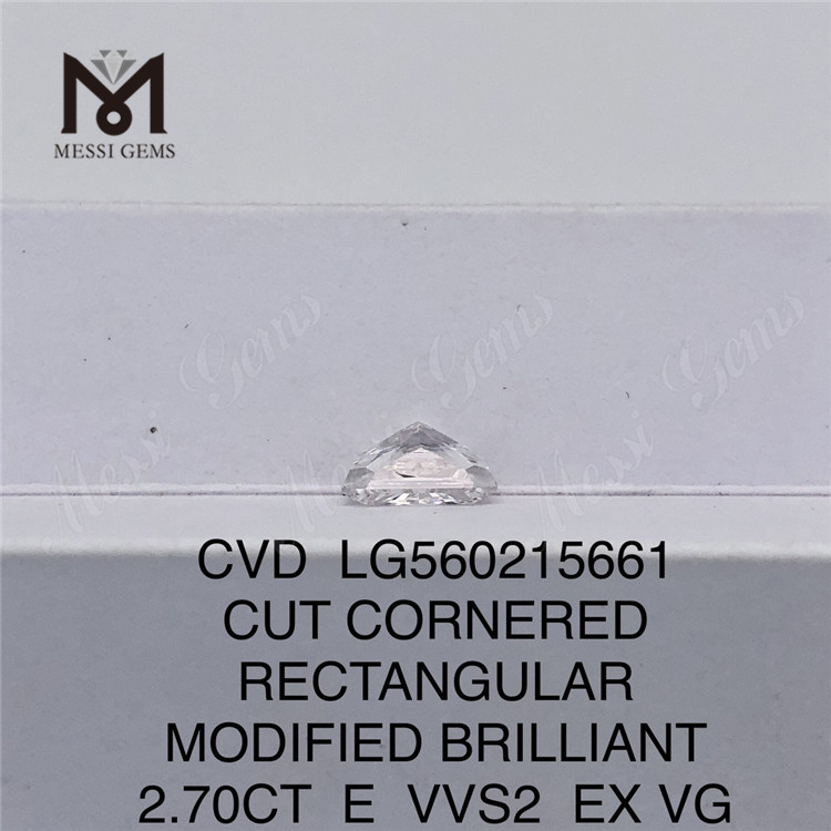 2.70CT E Corte RECTANGULAR VVS2 EX VG Diamantes cultivados en laboratorio de 2 quilates CVD LG560215661