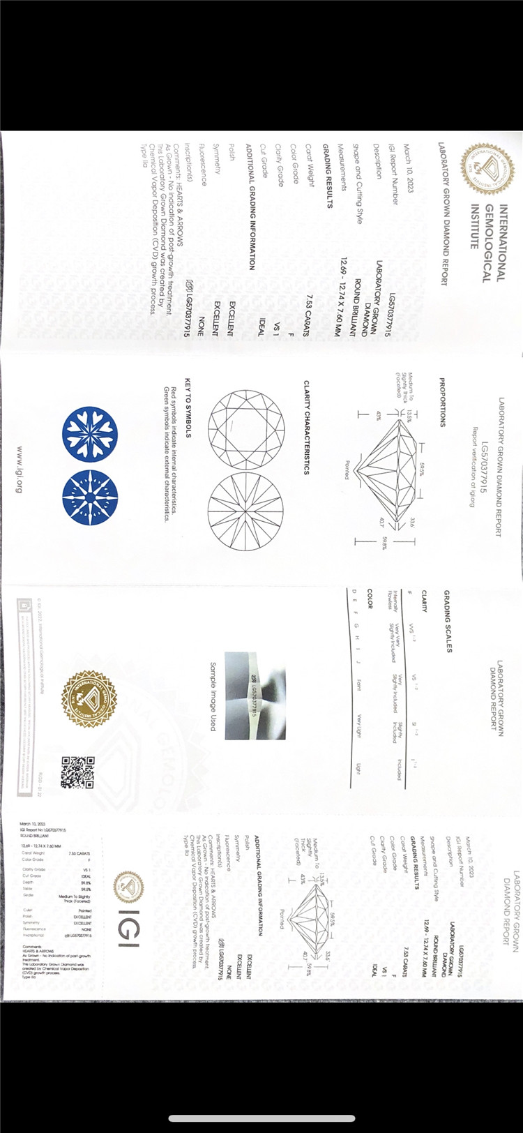 corte de cojín de diamante cultivado en laboratorio