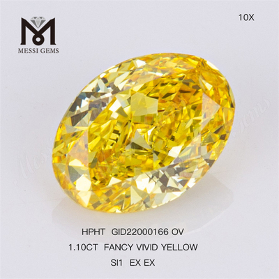 1.10CT FANCY VIVID SI1 EX EX OV laboratorio creado diamante amarillo HPHT GID22000166