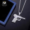 Cadenas de rapero Pistola Hip Hop Joyería de plata Moissanite Collar de piedra