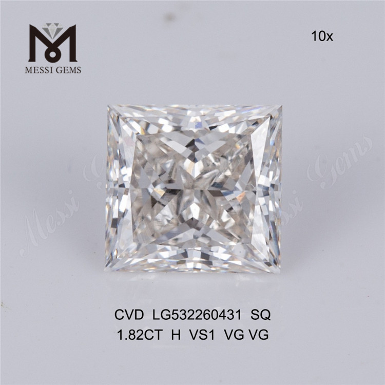 Diamantes hechos por el hombre sueltos de 1,82 quilates cuadrados Precio de fábrica de diamantes cuadrados sueltos de laboratorio
