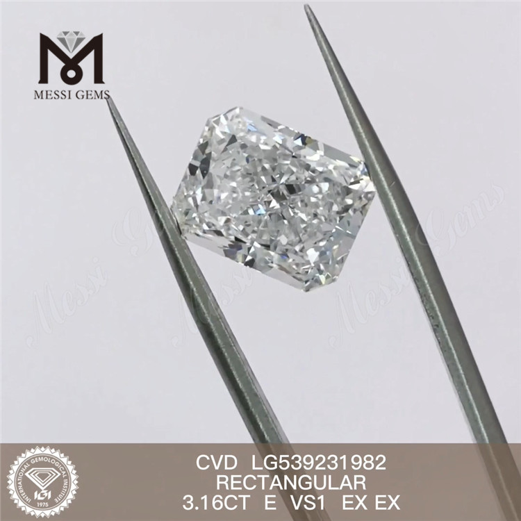 3.16ct E 3ct diamante sintético barato RECTANGULAR blanco laboratorio suelto precio de fábrica de diamantes