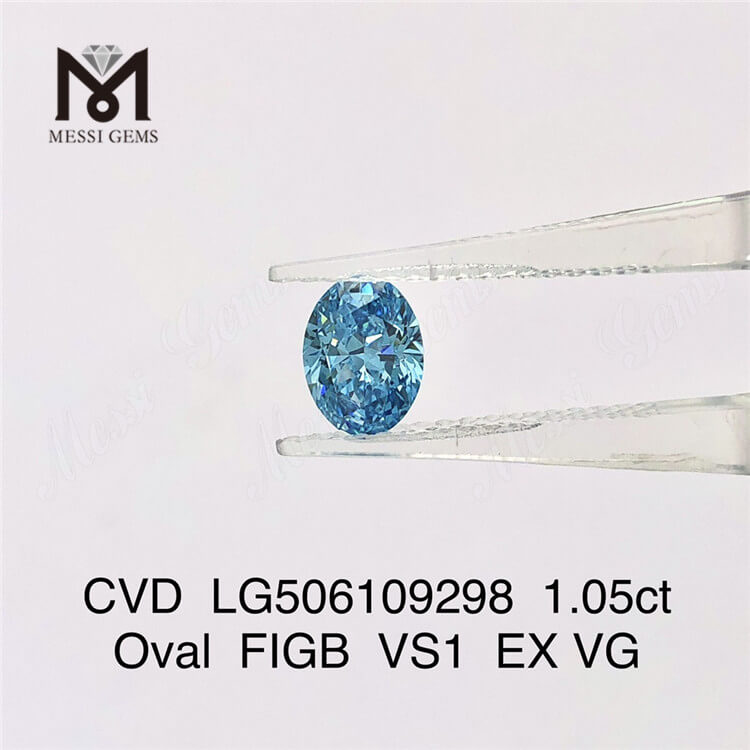 Diamante cultivado en laboratorio azul VS1 de talla ovalada de 1,05 ct